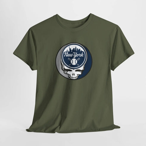 Grateful Dead - Front + Back Print - New York Yankees Classic Stealie / Dancing Bear T-Shirt - MLB - StealieShop
